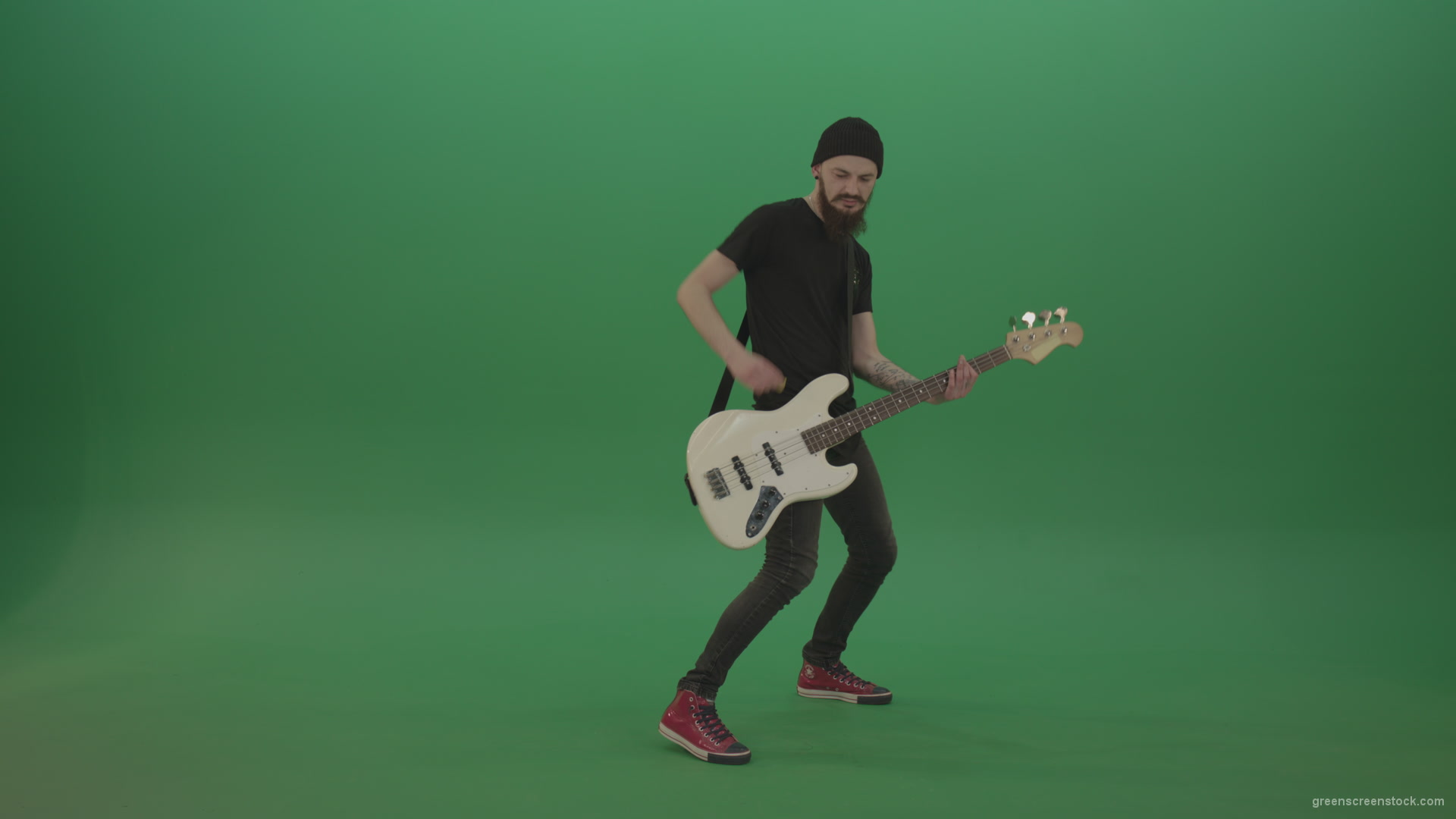 Man-play-music-instrument-bass-guitar-isolated-on-green-screen_005 Green Screen Stock