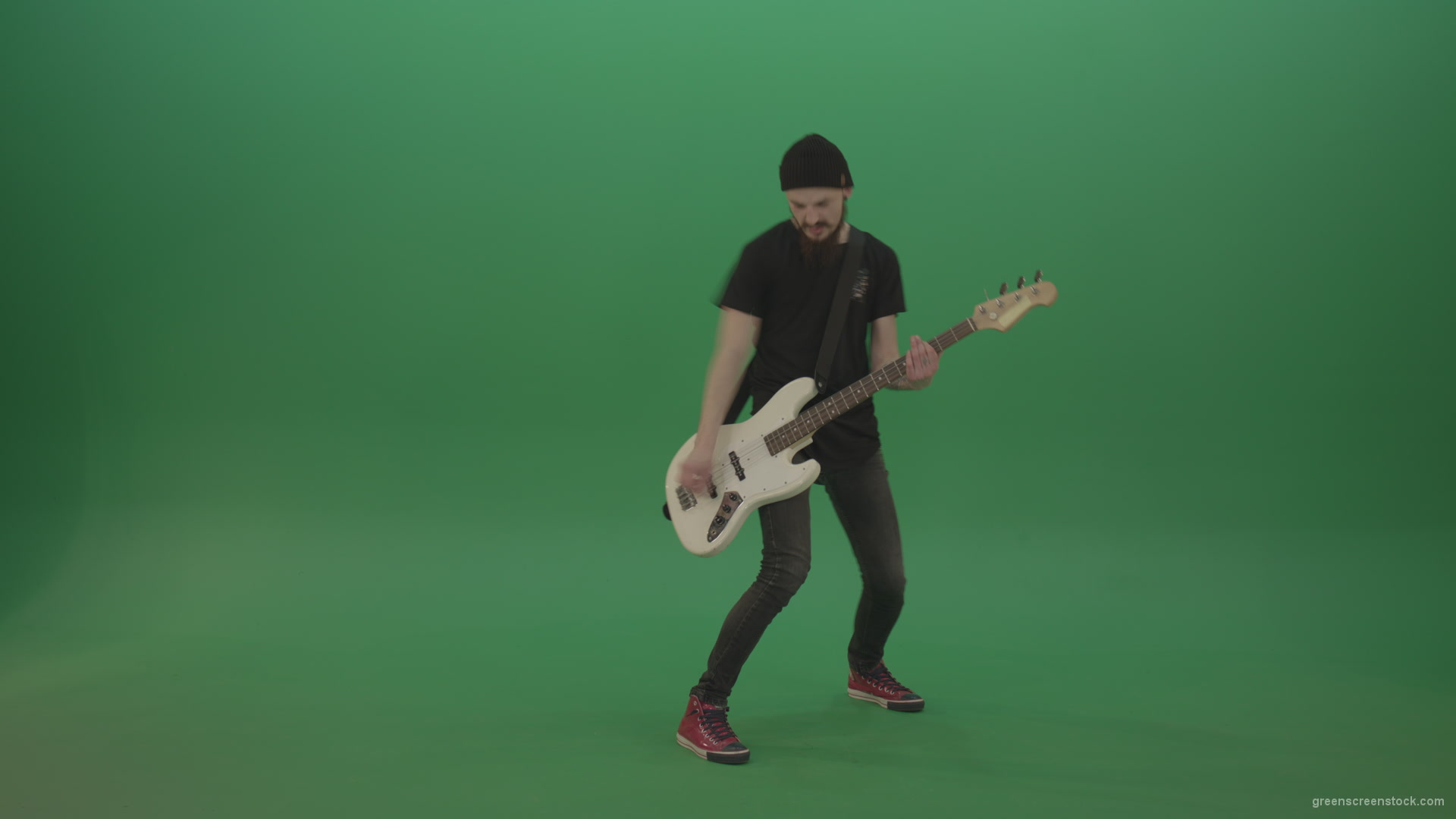 Man-play-music-instrument-bass-guitar-isolated-on-green-screen_008 Green Screen Stock