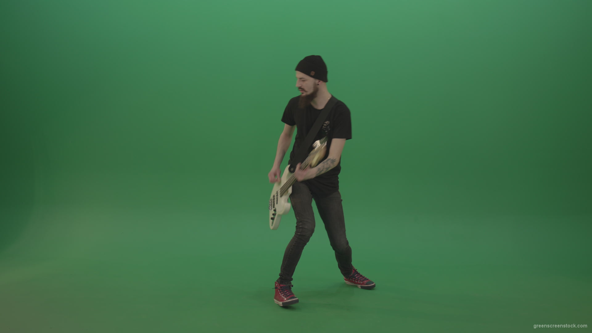 Man-play-music-instrument-bass-guitar-isolated-on-green-screen_009 Green Screen Stock