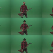 Old-man-with-beard-play-rock-guitar-isolated-on-green-screen-background-4K Green Screen Stock