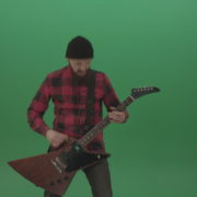 Old-man-with-beard-play-rock-guitar-isolated-on-green-screen-background-4K_006 Green Screen Stock