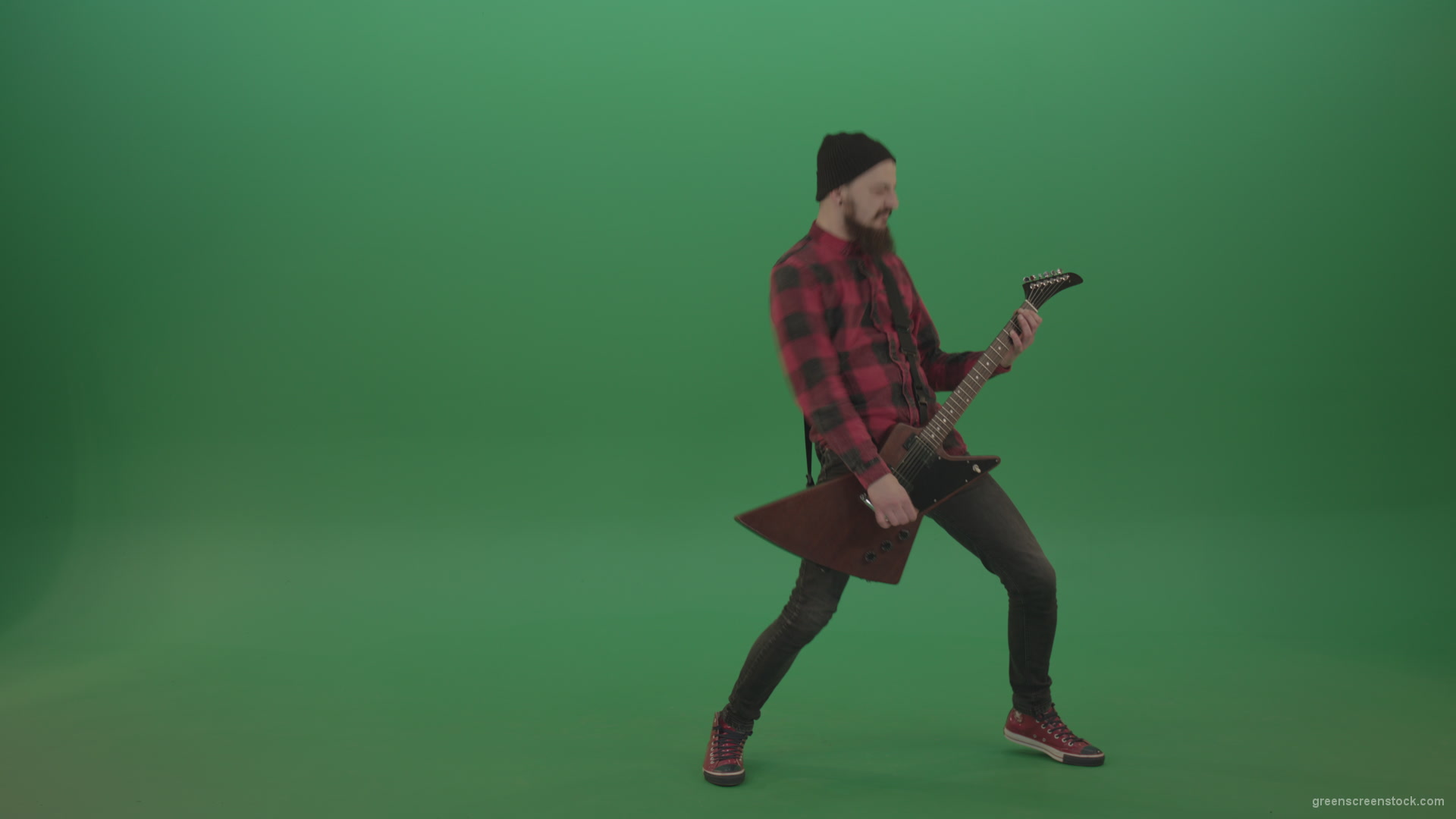 Punk-rock-full-size-man-guitarist-play-guitar-with-emotions-on-green-screen_007 Green Screen Stock