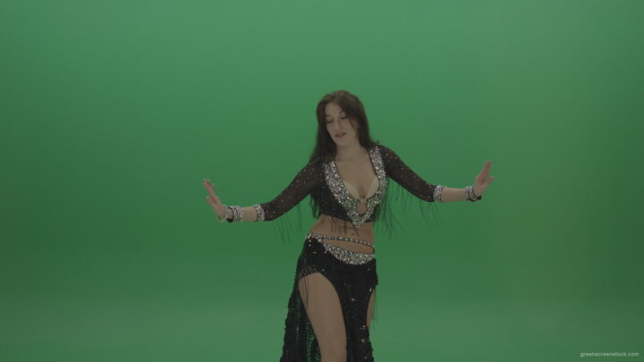 vj video background Refined-belly-dancer-in-black-wear-display-amazing-dance-moves-over-chromakey-background_003