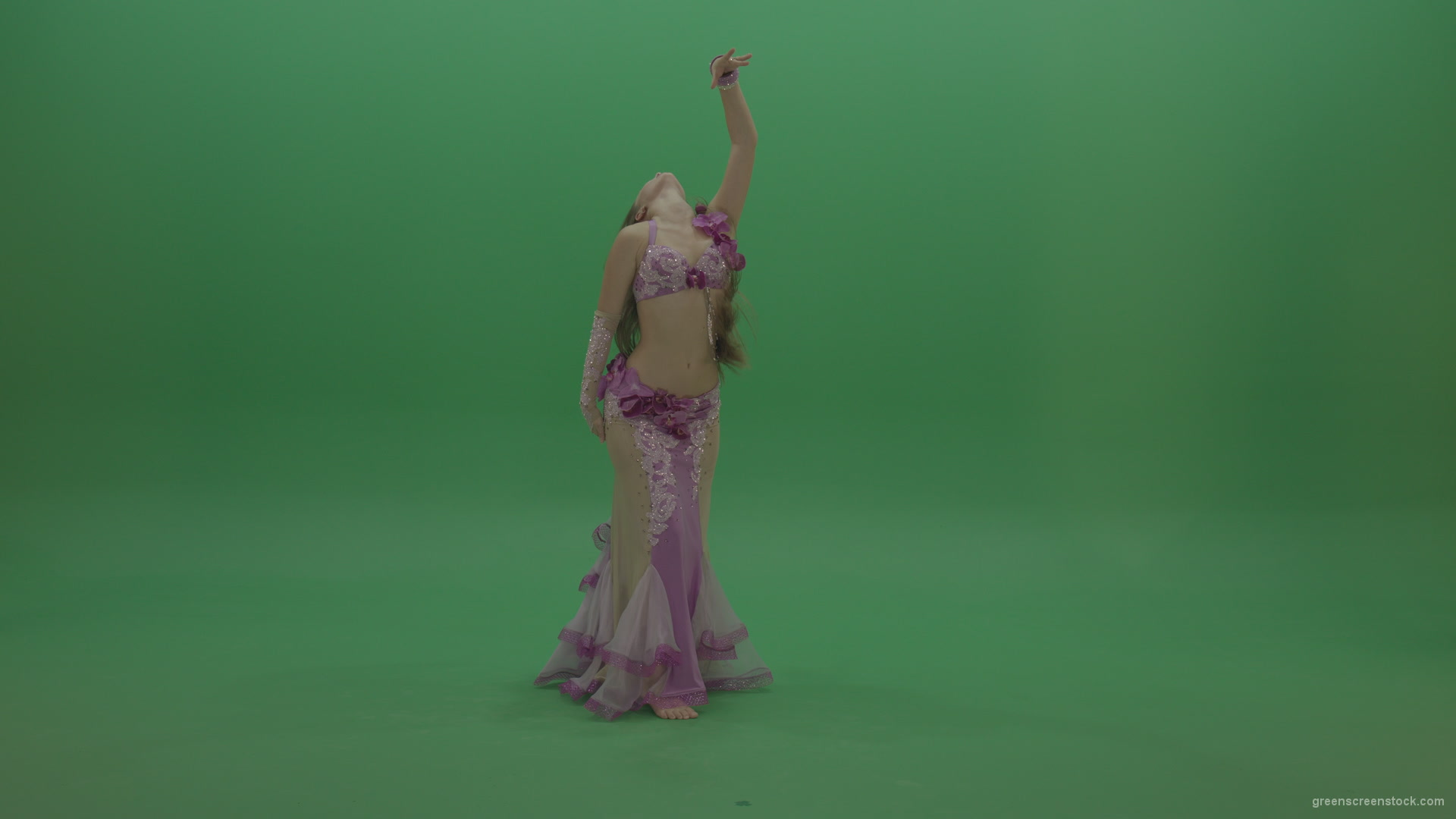 Sightly-belly-dancer-in-pink-wear-display-amazing-dance-moves-over-chromakey-background_009 Green Screen Stock