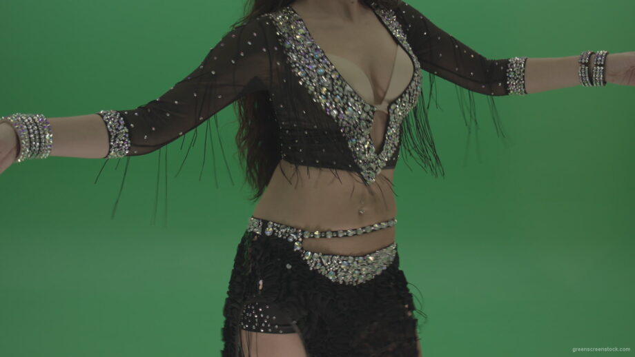 vj video background Stunning-belly-dancer-in-black-wear-display-amazing-dance-moves-over-chromakey-background_003