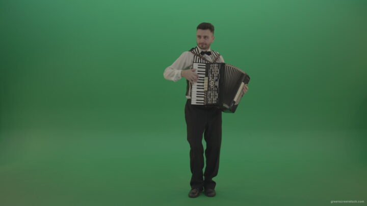 vj video background Accordion-man-play-classic-swing-music-and-dancing-on-green-screen-chromakey_003