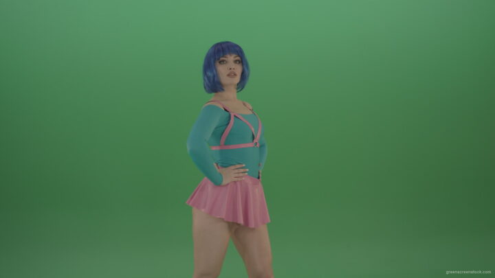 vj video background Beauty-futuristic-girl-with-blue-hair-posing-isolated-on-green-background_003