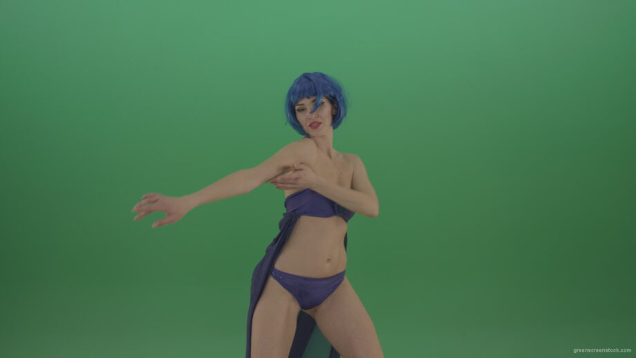 vj video background Blue-hair-girl-dancing-sexy-strip-isolated-on-green-background_003