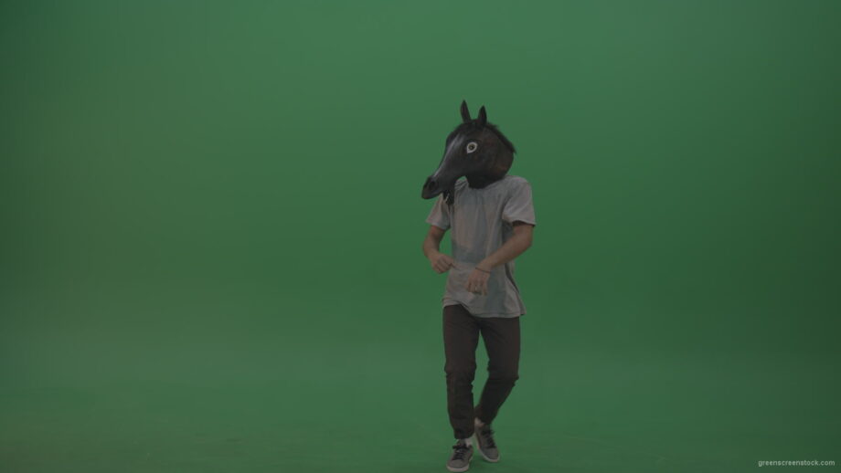 vj video background Boy-in-grey-wear-and-horse-head-costume-dances-over-green-screen-background_003