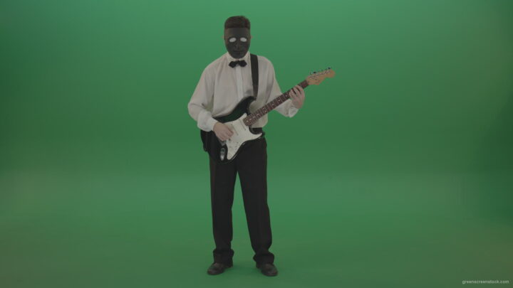 vj video background Classic-guitarist-in-white-shirt-play-guitar-in-mask-isolated-on-green-screen_003