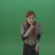 vj video background Dressed-Witch-Girl-in-medieval-costume-showing-quit-sign-emotion-with-finger-isolated-on-green-screen_003