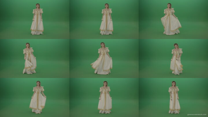 Easy-bowed-girl-is-happy-to-meet-isolated-on-green-screen Green Screen Stock