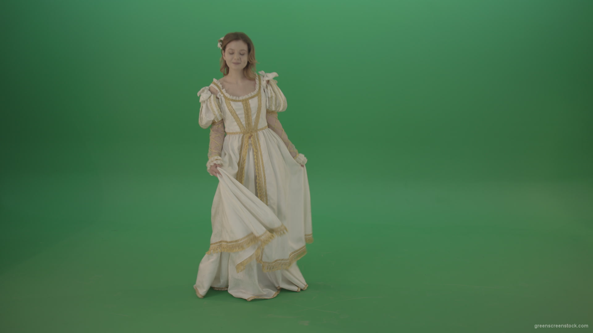 Easy-bowed-girl-is-happy-to-meet-isolated-on-green-screen_004 Green Screen Stock