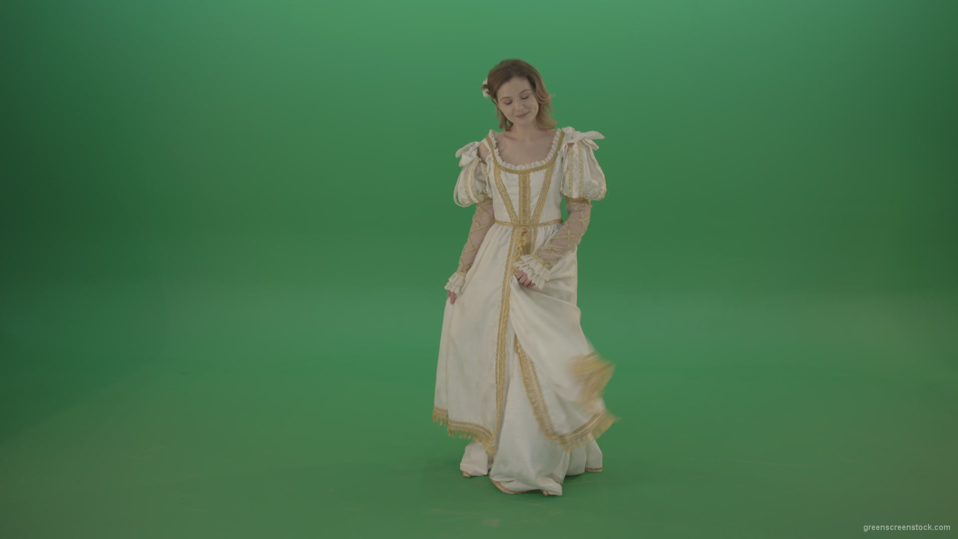 Easy-bowed-girl-is-happy-to-meet-isolated-on-green-screen_006 Green Screen Stock
