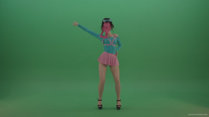 vj video background Erotic-dance-from-seductive-beauties-in-a-pink-mask-on-green-background_003
