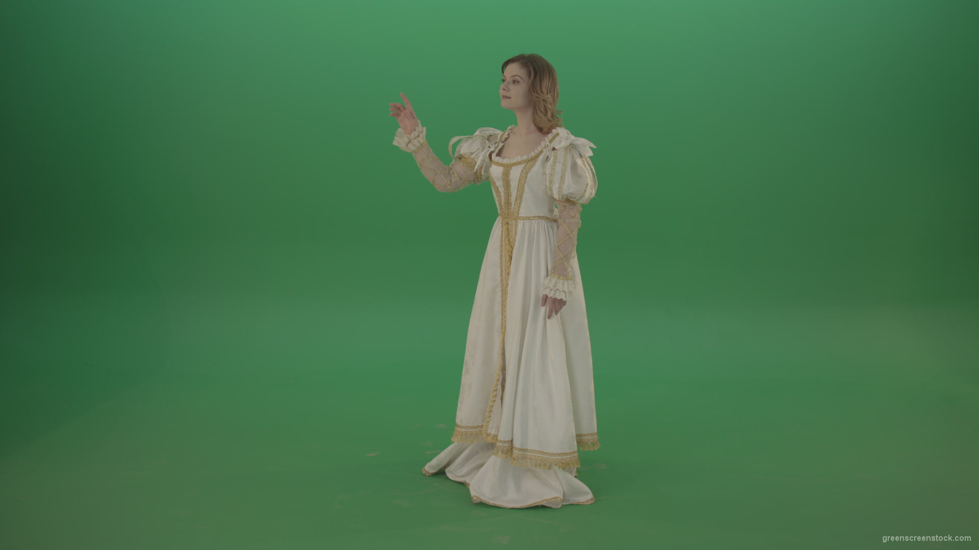 Finding-a-girl-on-the-touch-screen-is-looking-at-the-photo-with-pleasure-isolated-on-green-screen_002 Green Screen Stock