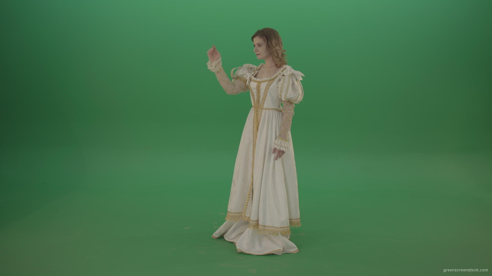 Finding-a-girl-on-the-touch-screen-is-looking-at-the-photo-with-pleasure-isolated-on-green-screen_004 Green Screen Stock