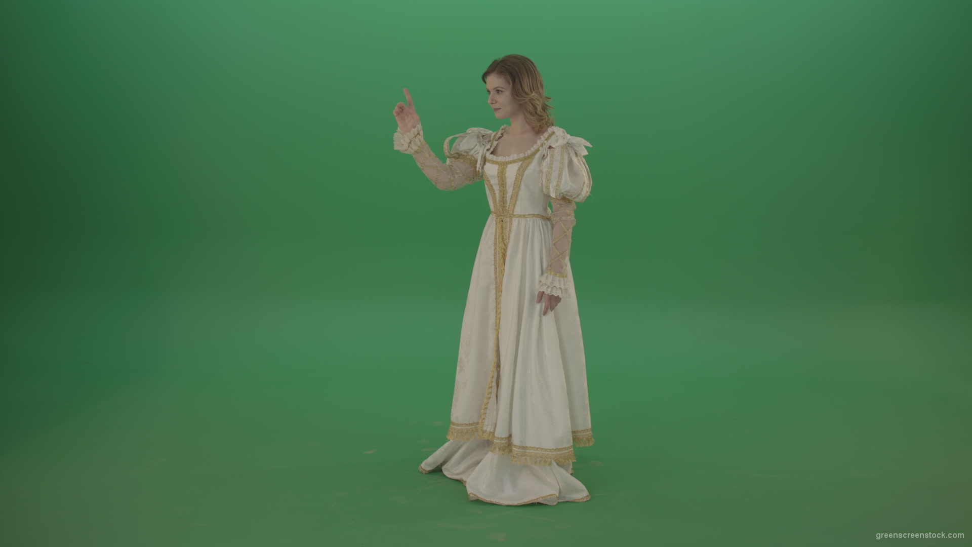 Finding-a-girl-on-the-touch-screen-is-looking-at-the-photo-with-pleasure-isolated-on-green-screen_006 Green Screen Stock