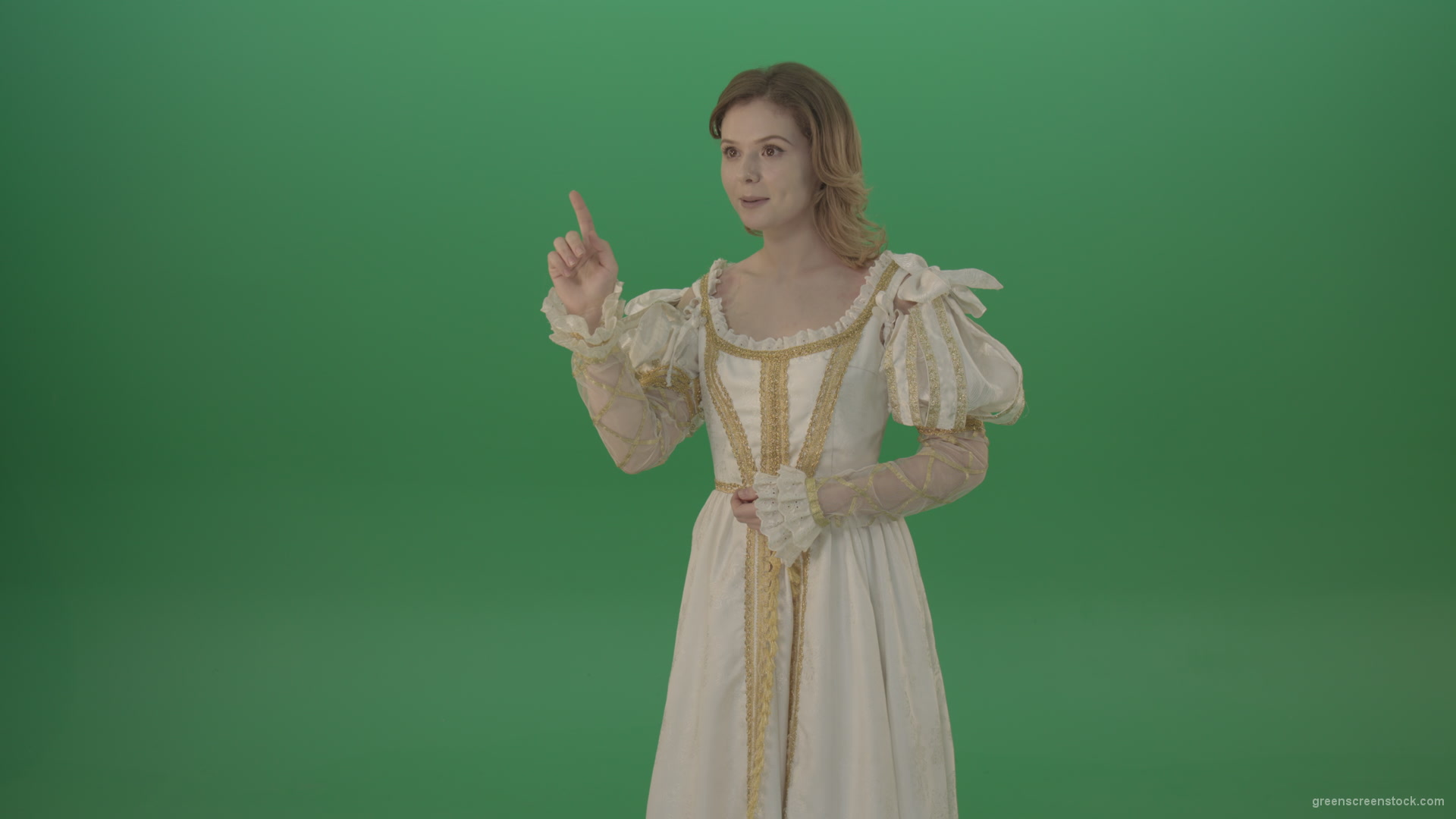 Flipping-a-virtual-reality-screen-the-girl-gladly-looks-at-the-photo-isolated-on-green-screen_006 Green Screen Stock