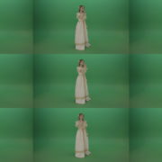 Flips-touchscreen-in-a-white-suit-of-a-medieval-woman-isolated-on-green-screen Green Screen Stock