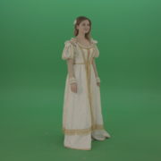 Flips-touchscreen-in-a-white-suit-of-a-medieval-woman-isolated-on-green-screen_001 Green Screen Stock