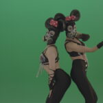 vj video background Girls-dressed-Mickey-Mouse-dance-well-on-green-screen_003