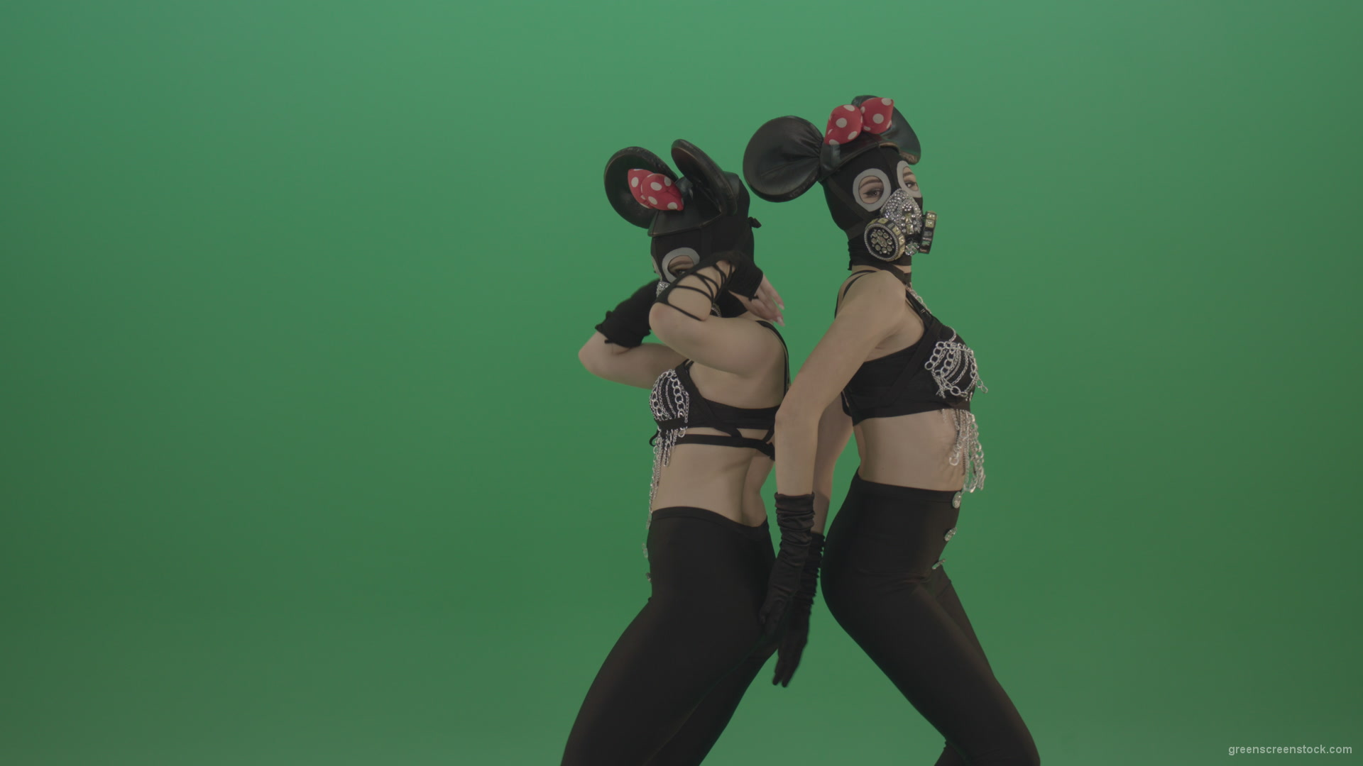 Girls-dressed-Mickey-Mouse-dance-well-on-green-screen_004 Green Screen Stock