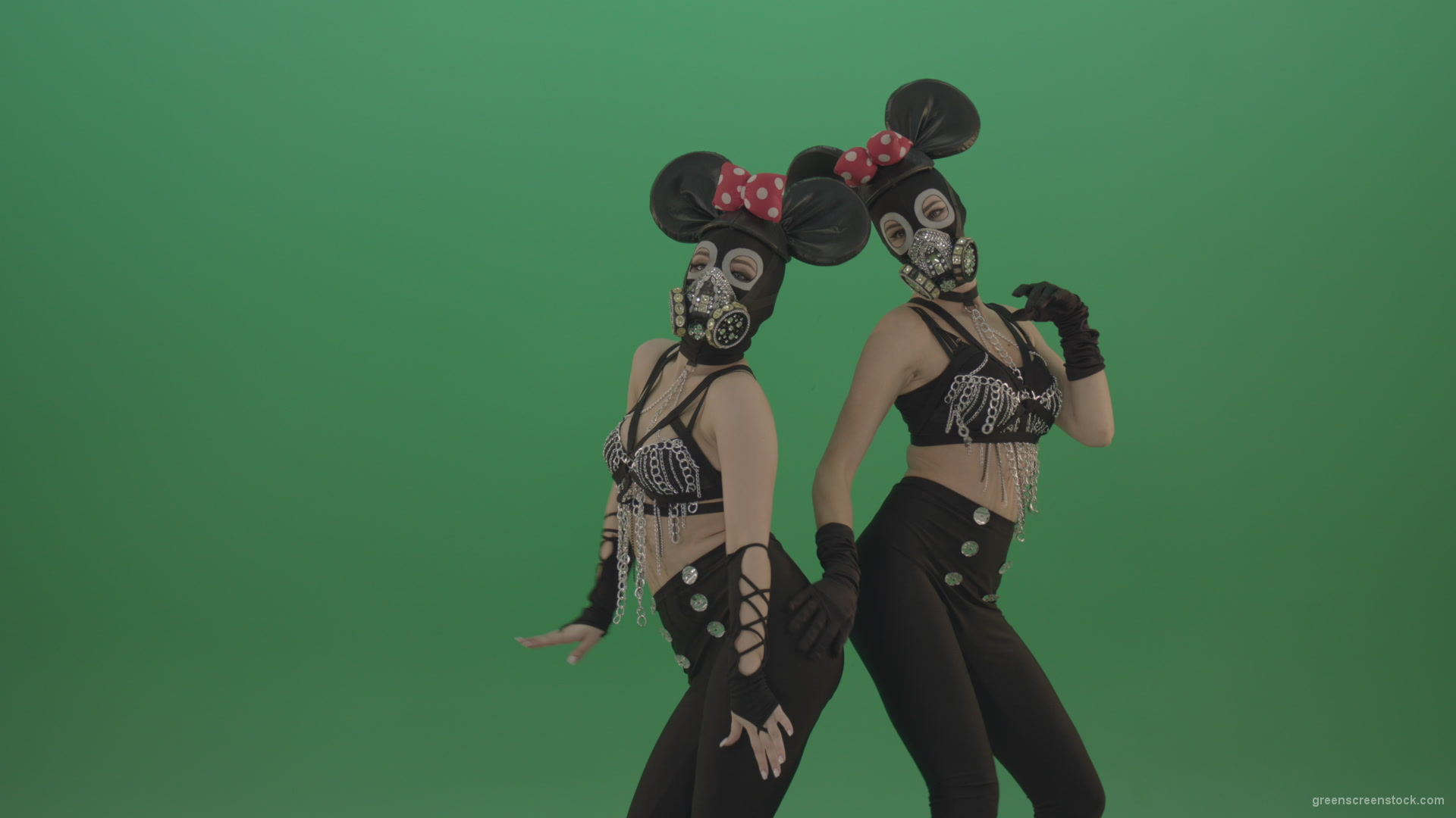 Girls-dressed-Mickey-Mouse-dance-well-on-green-screen_005 Green Screen Stock