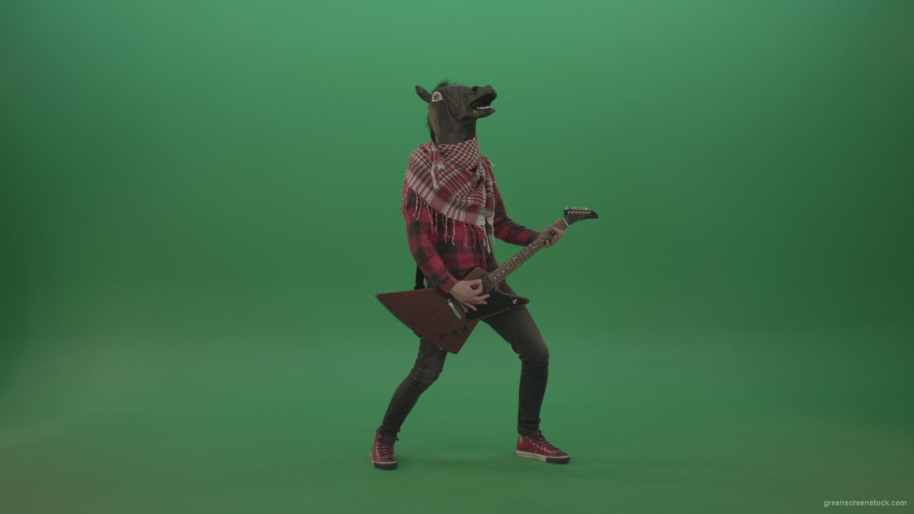 vj video background Green-screen-horse-man-guitaris-play-hard-rock-music-with-guitar-isolated-on-green-background_003