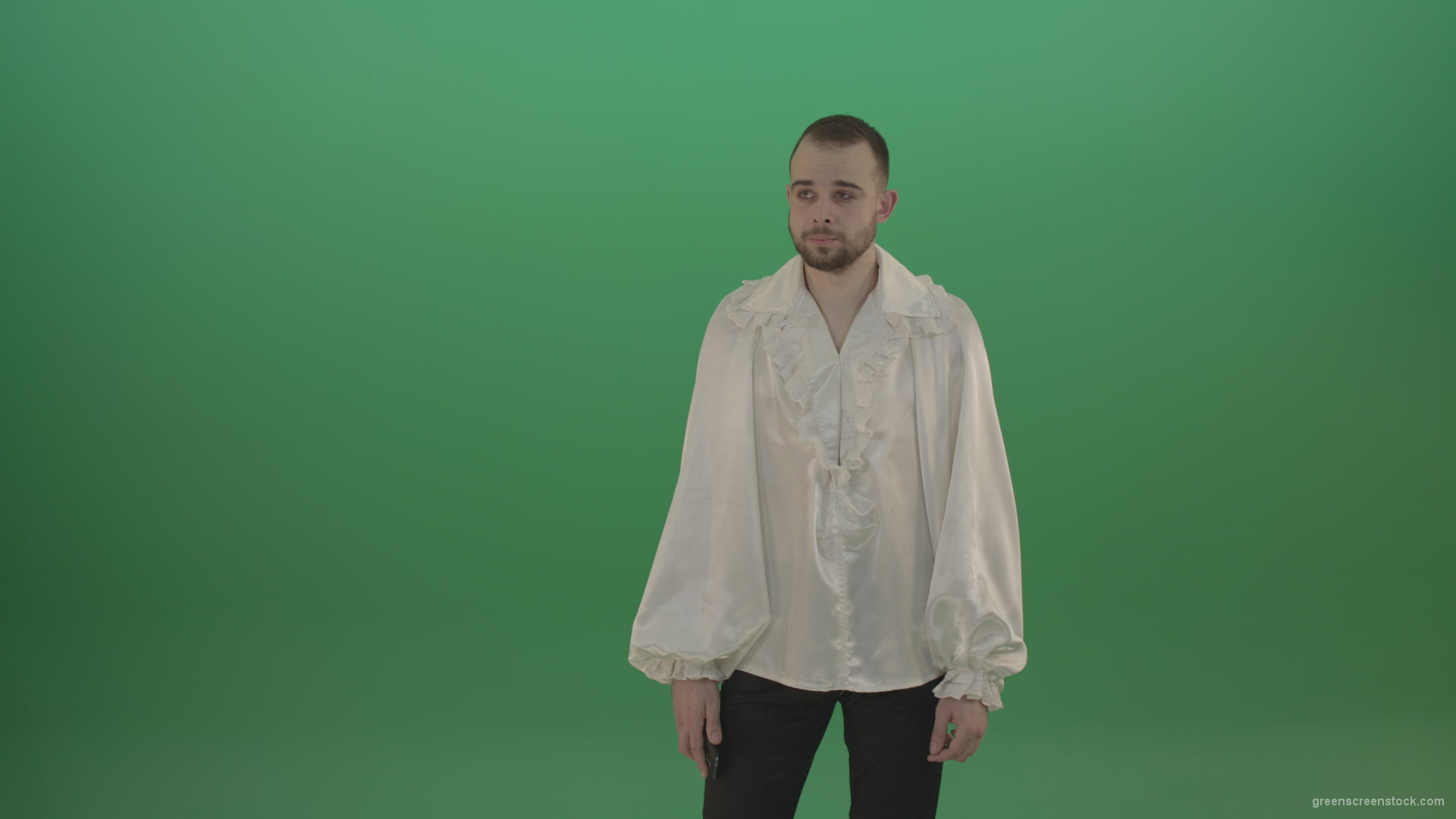 Guy-makes-a-selphi-and-posing-to-the-camera-isolated-on-green-screen_001 Green Screen Stock