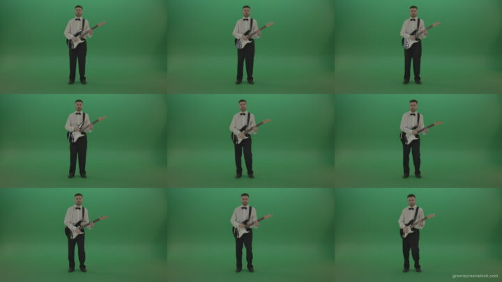 Jazz-man-guitarist-play-rock-guitar-music-on-green-screen Green Screen Stock
