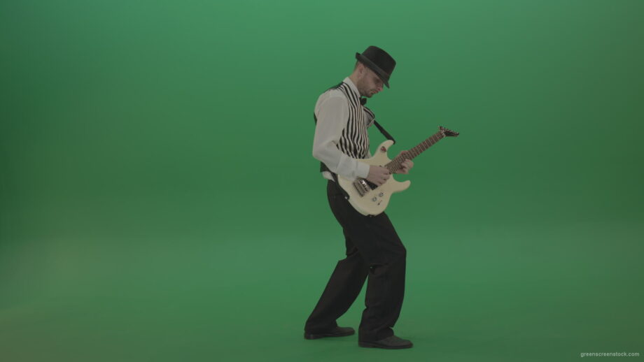 vj video background Jazz-man-musician-play-guitar-solo-music-in-guitar-on-green-screen-isolated-in-side-view_003