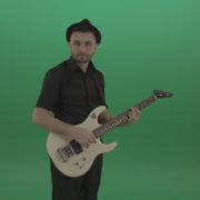 Man-in-black-playing-white-guitar-on-green-screen_001 Green Screen Stock