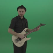 Man-in-black-playing-white-guitar-on-green-screen_002 Green Screen Stock