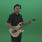 Man-in-black-playing-white-guitar-on-green-screen_004 Green Screen Stock