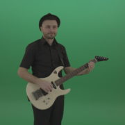 Man-in-black-playing-white-guitar-on-green-screen_007 Green Screen Stock
