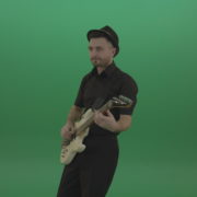 Man-in-black-playing-white-guitar-on-green-screen_008 Green Screen Stock