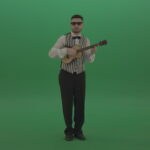 vj video background Man-in-glass-play-small-classic-guitar-banjo-music-in-green-screen_003