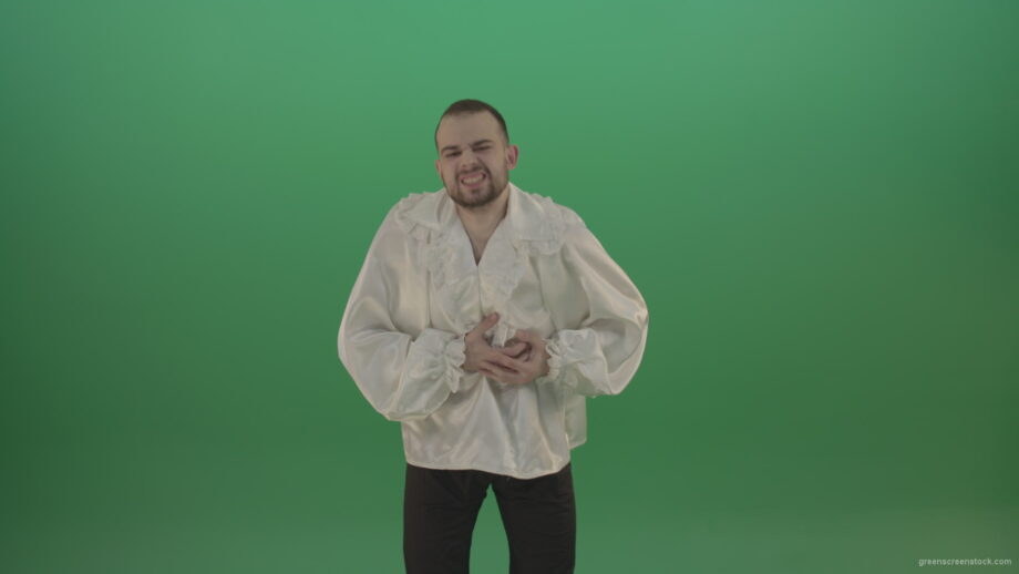 vj video background Man-in-white-shirt-has-Pain-in-the-chest-isolated-in-green-screen-studio_003