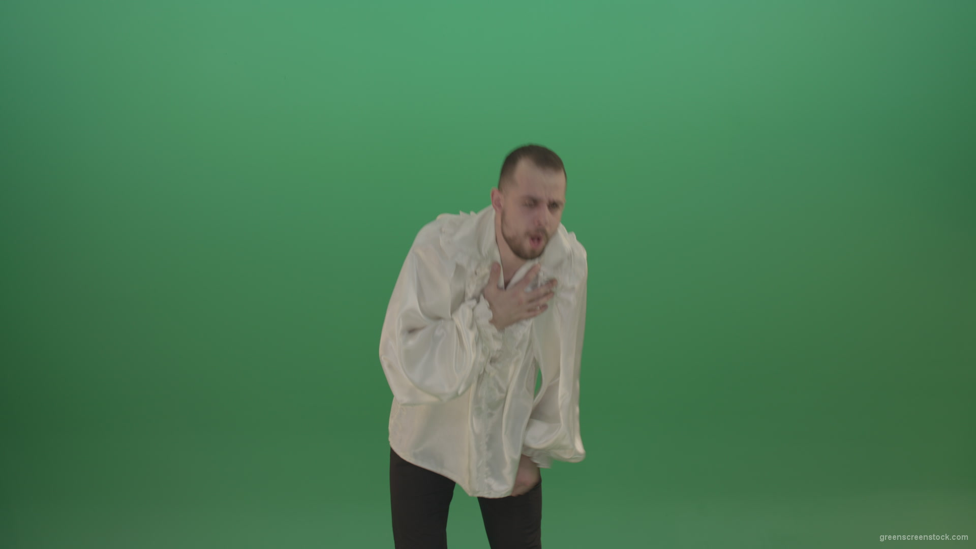 Man-is-very-coughing-infected-with-a-virus-isolated-on-chromakey-background_006 Green Screen Stock