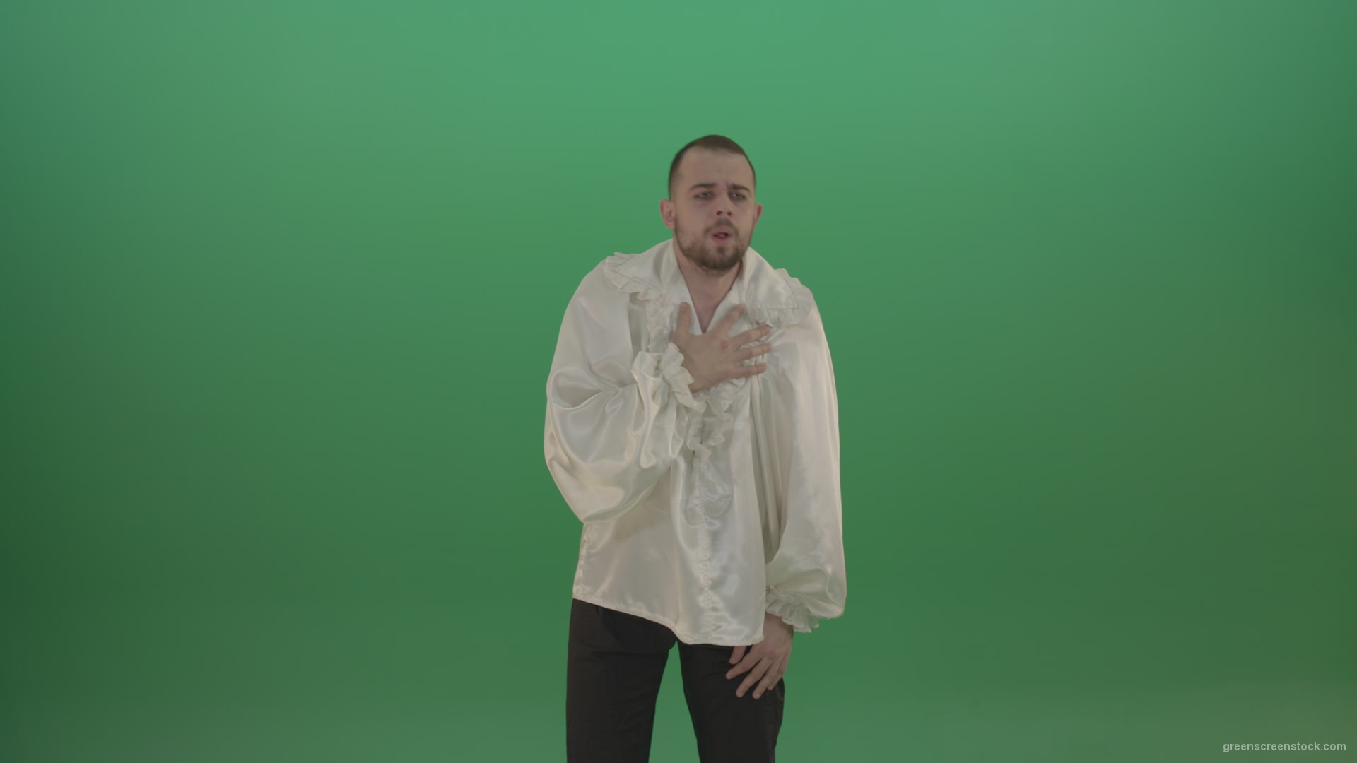Man-is-very-coughing-infected-with-a-virus-isolated-on-chromakey-background_008 Green Screen Stock