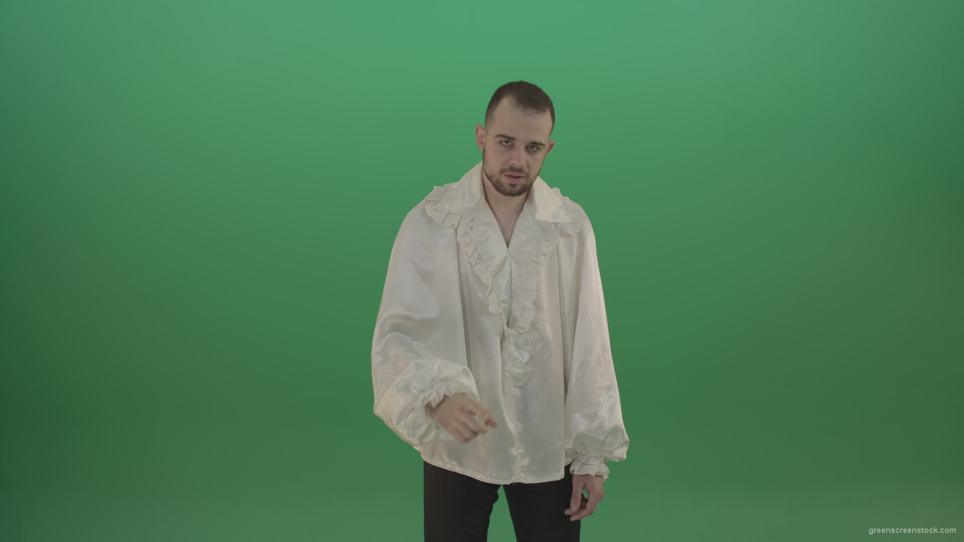 Maniac-man-was-very-angry-asking-for-silence-showing-sign-isolated-in-green-screen-studio_009 Green Screen Stock