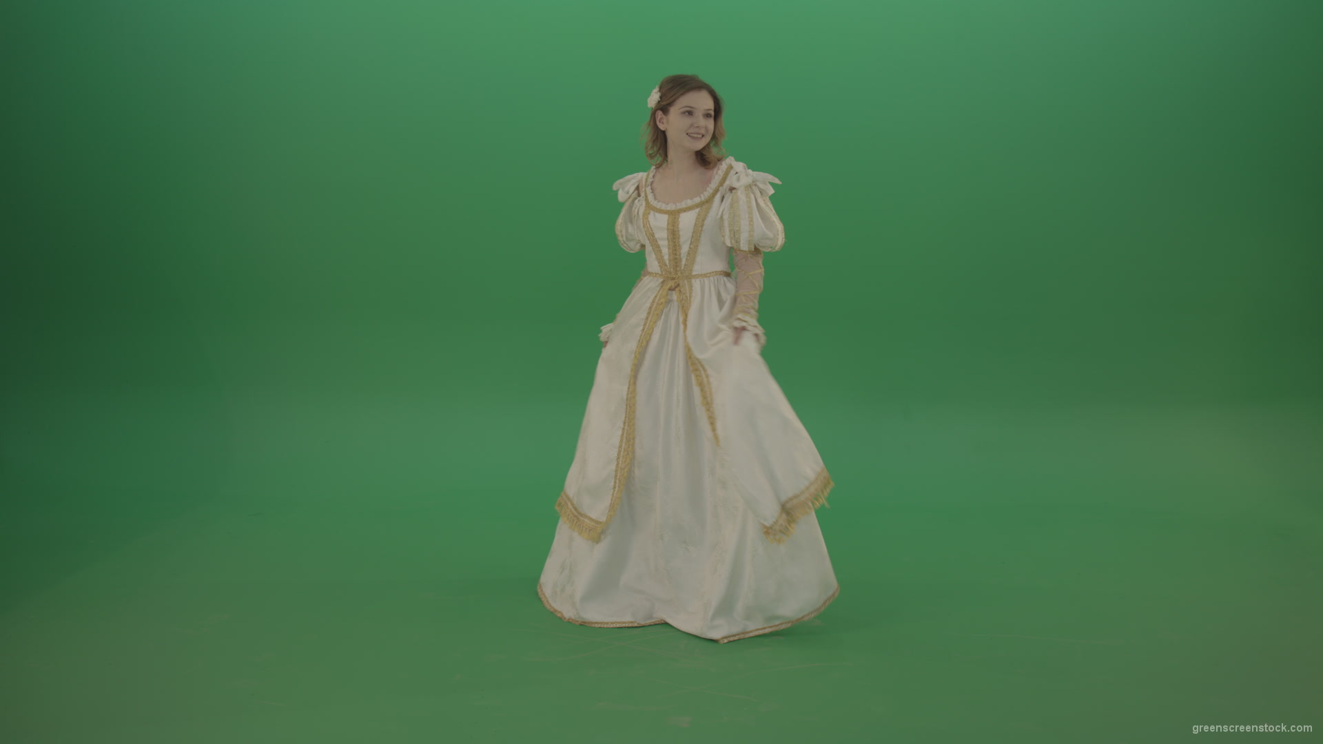 Princess-dances-twisting-around-the-circle-isolated-on-chromakey-background_002 Green Screen Stock
