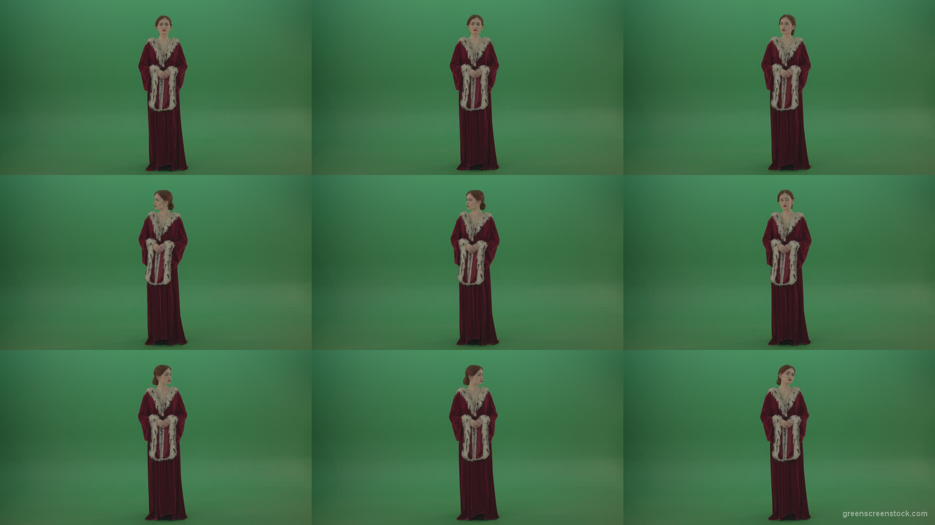 Princess-thinks-and-elegantly-gracefully-turns-her-head-in-different-directions Green Screen Stock