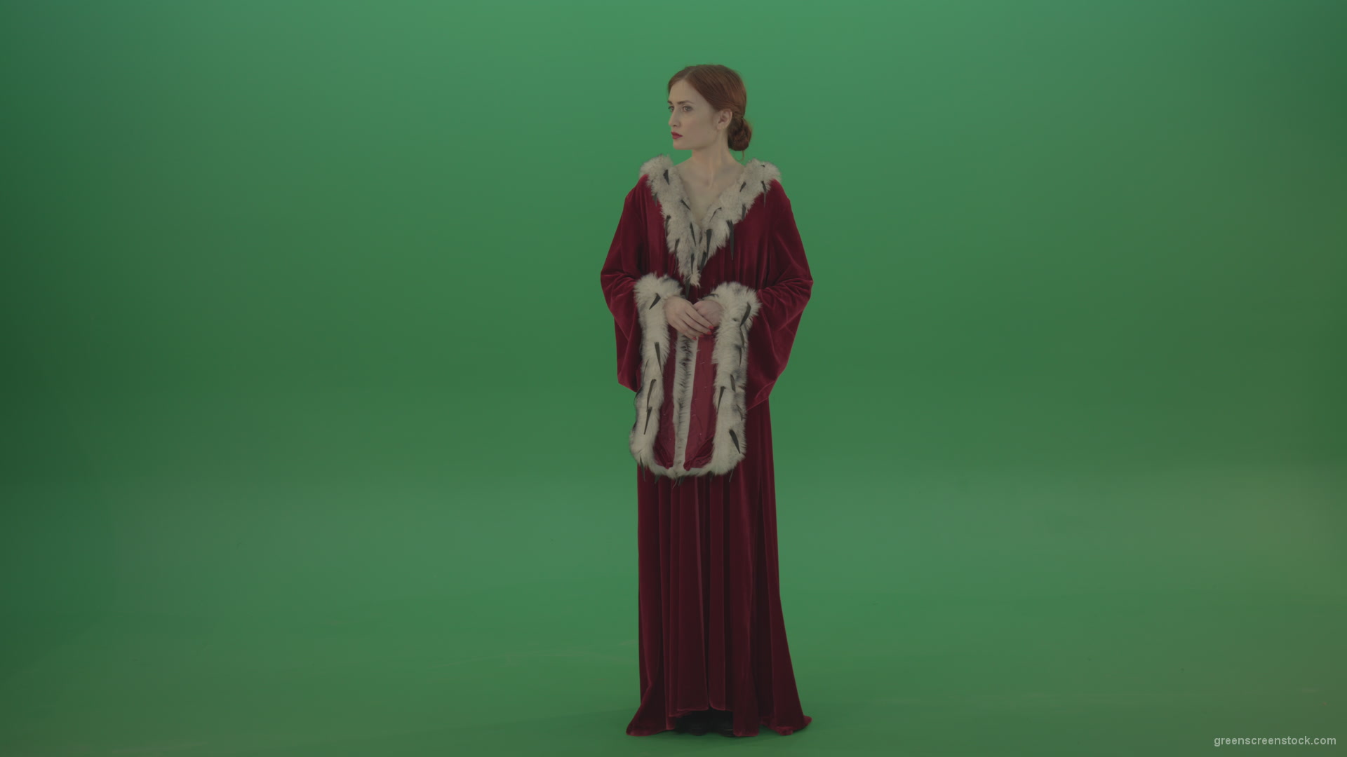 Princess-thinks-and-elegantly-gracefully-turns-her-head-in-different-directions_005 Green Screen Stock