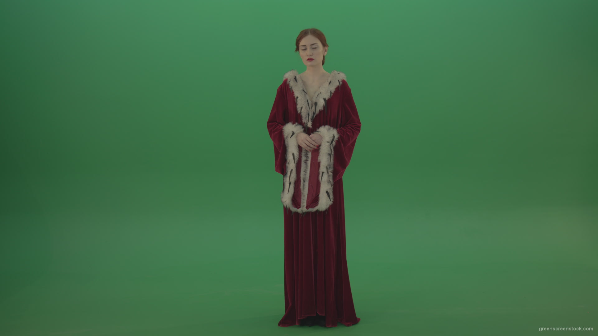 Princess-thinks-and-elegantly-gracefully-turns-her-head-in-different-directions_006 Green Screen Stock
