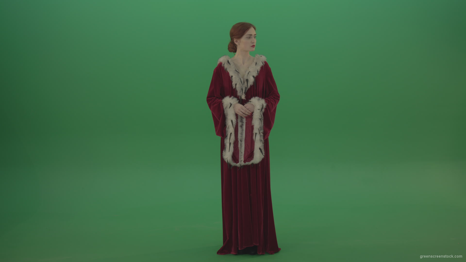 Princess-thinks-and-elegantly-gracefully-turns-her-head-in-different-directions_007 Green Screen Stock