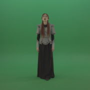 vj video background Redheaded-girl-in-full-height-in-medieval-warrior-clothing-asks-for-help-from-the-gods-on-green-screen_003