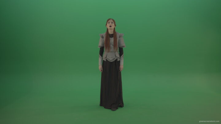 vj video background Redheaded-girl-in-full-height-in-medieval-warrior-clothing-asks-for-help-from-the-gods-on-green-screen_003