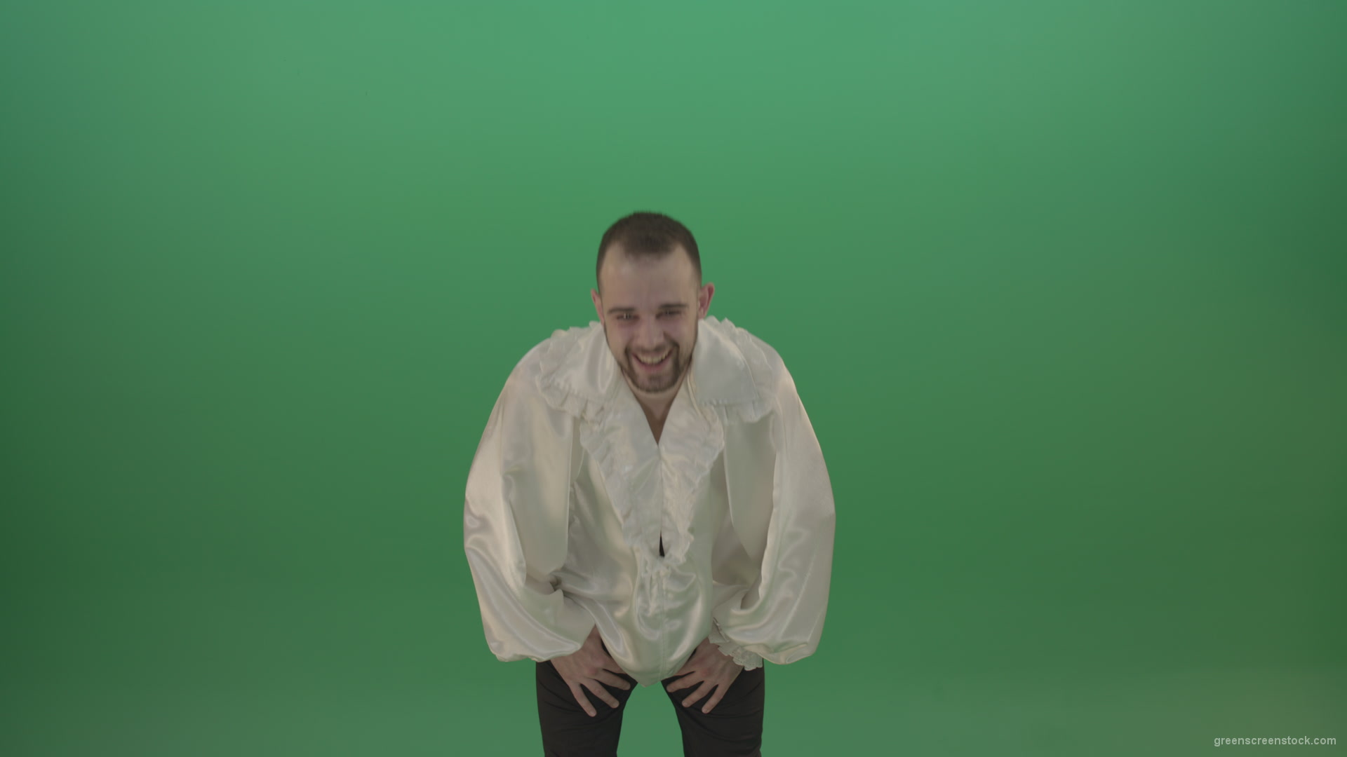 vj video background Scarry-laughing-from-the-professional-actor-in-white-shirt-isolated-on-green-screen-background_003